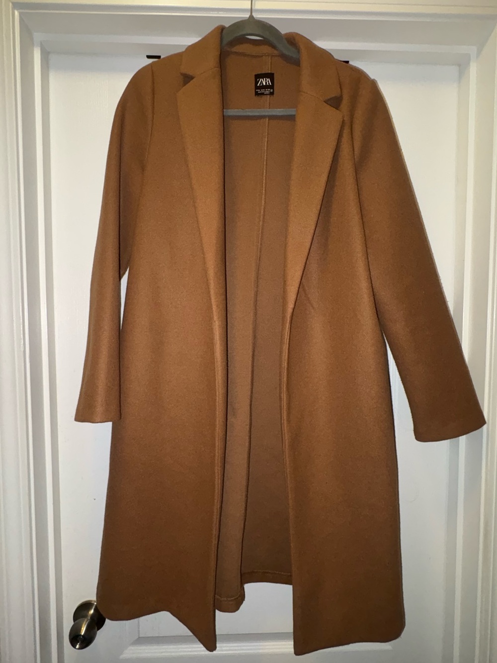 Zara Brown Long Single-Breasted Coat - Picture 2 of 5
